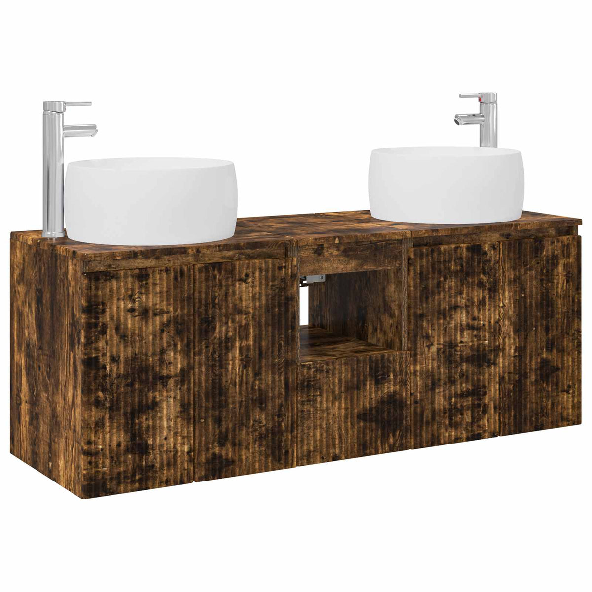 Bathroom Cabinet Set 3 pcs 129 x 44.5 x 80 cm Smoked oak