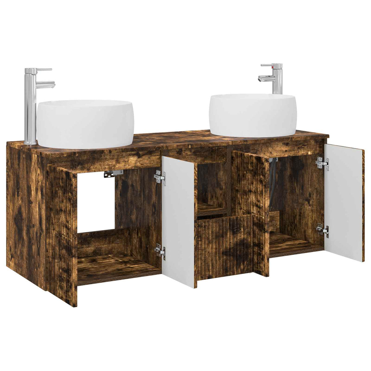vidaXL Bathroom Cabinet Set 3 pcs Smoked Oak 49.5 x 44.5 x 66 cm 4