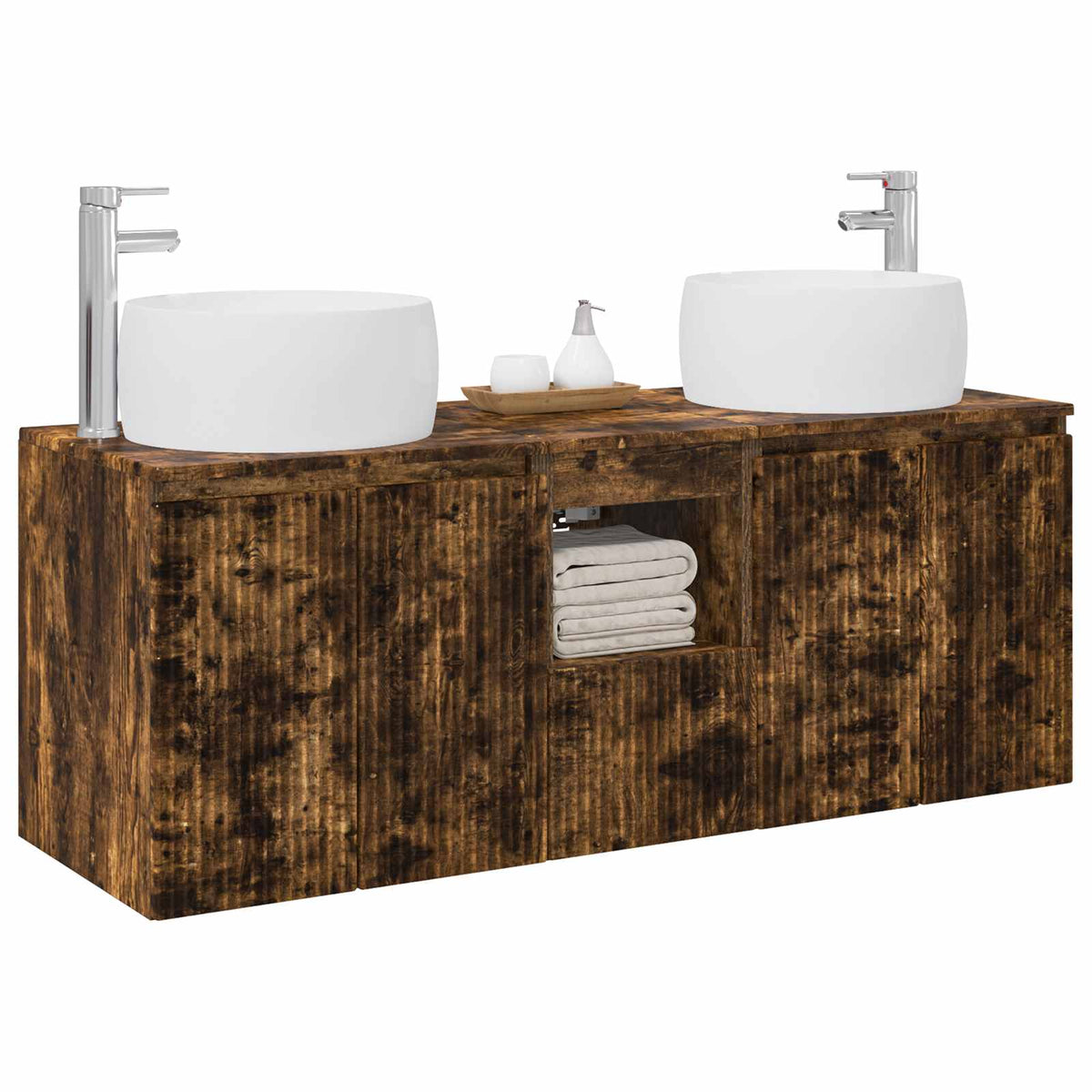 vidaXL Bathroom Cabinet Set 3 pcs Smoked Oak 49.5 x 44.5 x 66 cm 3