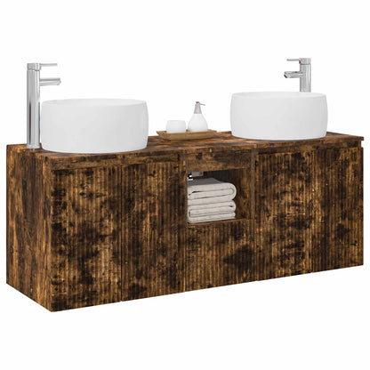 Bathroom Cabinet Set 3 pcs 129 x 44.5 x 80 cm Smoked oak