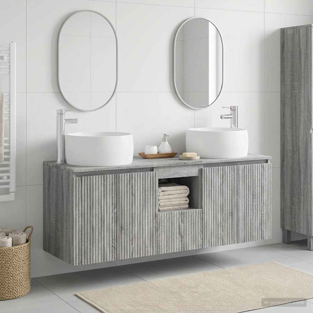 Bathroom Cabinet Set 3 pcs 129 x 44.5 x 80 cm Grey sonoma