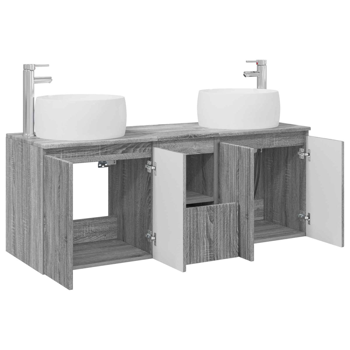 vidaXL Bathroom Cabinet Set 3 pcs Grey Sonoma 49.5 x 44.5 x 66 cm 4