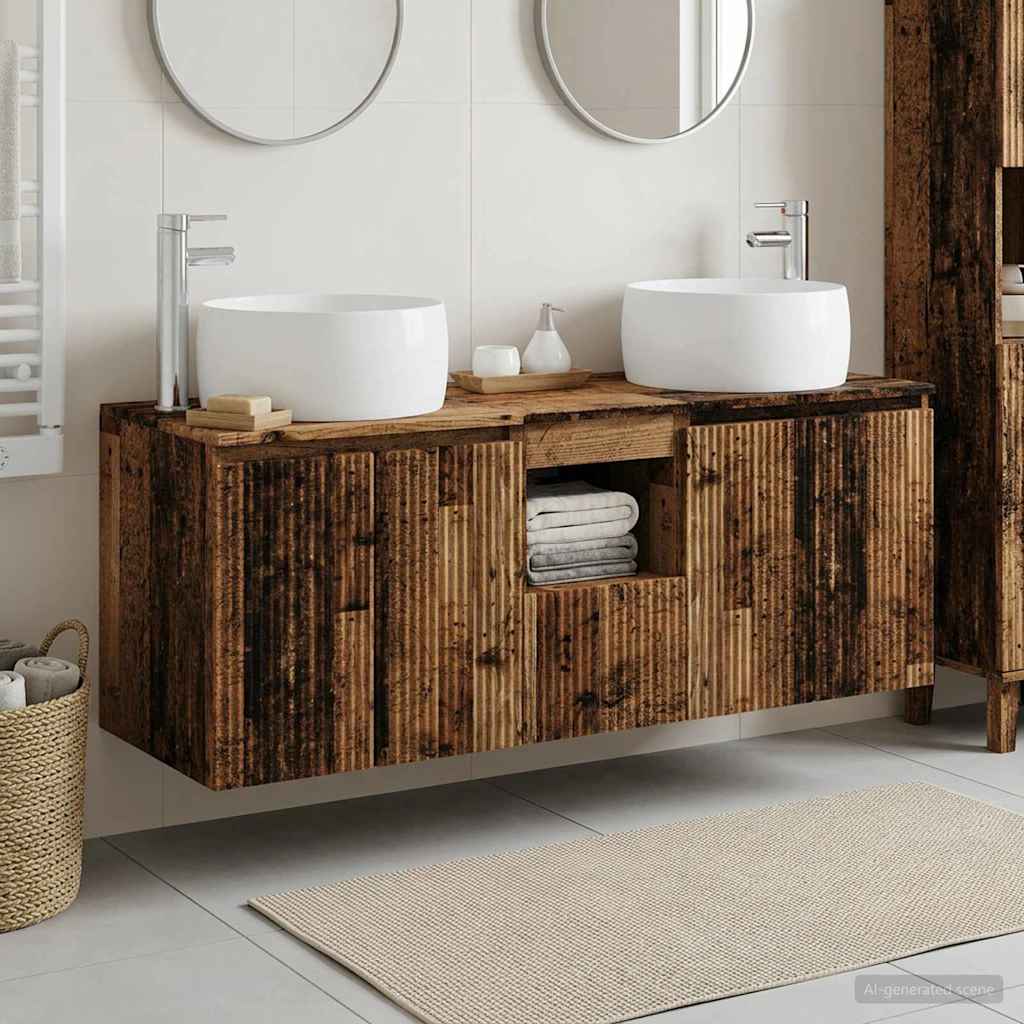 vidaXL Bathroom Cabinet Set 3 pcs Old Wood 49.5 x 44.5 x 66 cm 1