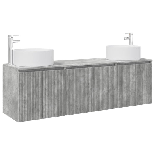 Bathroom Cabinet Set 3 pcs 161.5 x 44.5 x 80 cm Concrete grey