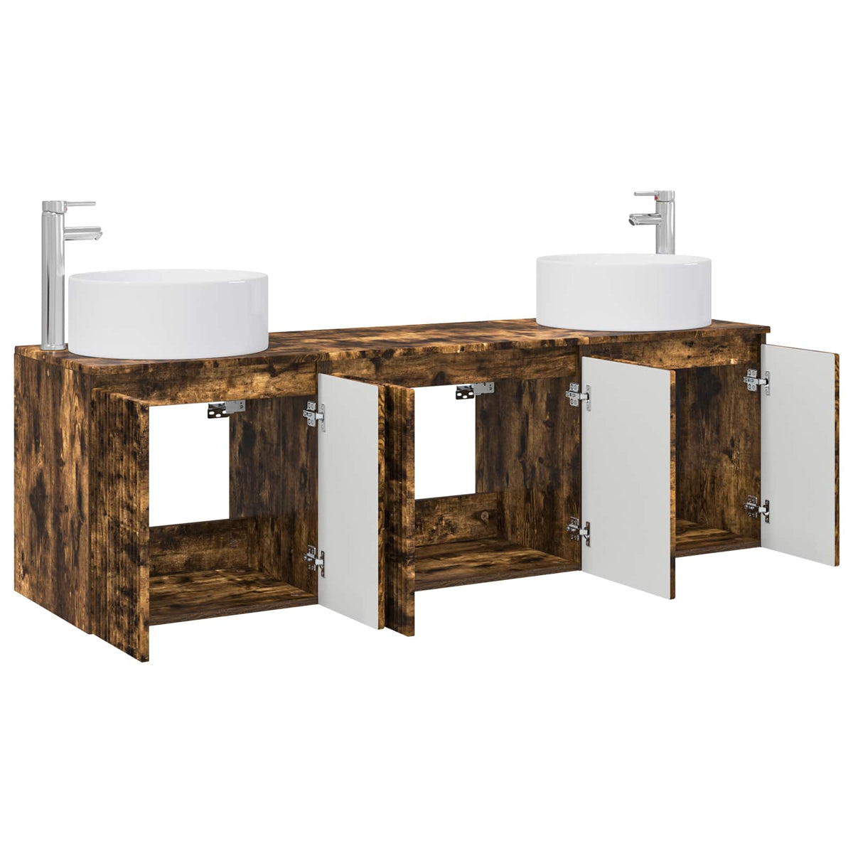 vidaXL Bathroom Cabinet Set 3 pcs Smoked Oak 161.5 x 44.5 x 80 cm 3