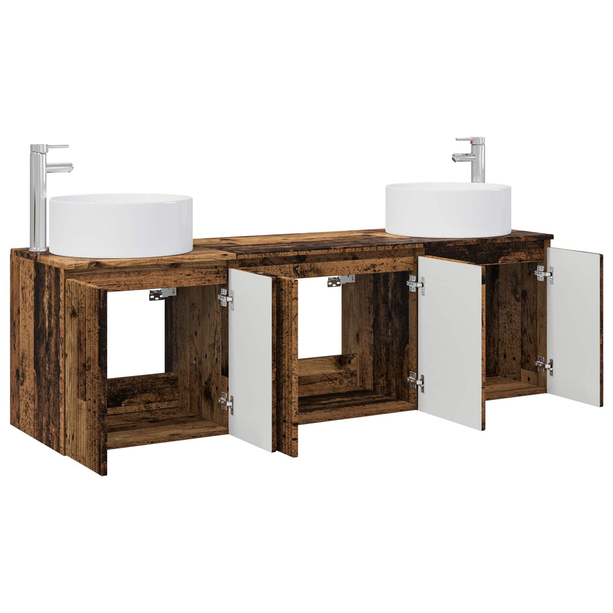 vidaXL Bathroom Cabinet Set 3 pcs Old Wood 161.5 x 44.5 x 80 cm 3