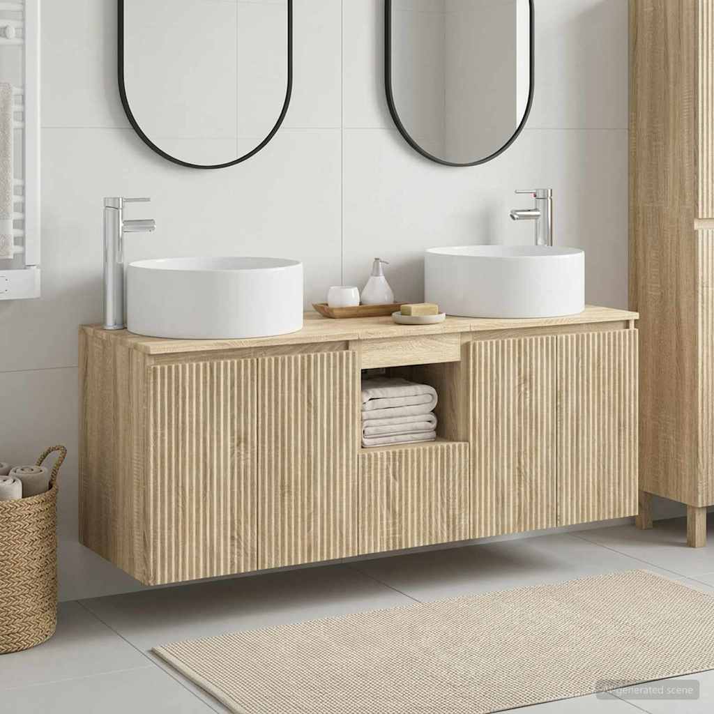 vidaXL Bathroom Cabinet Set 3 pcs Sonoma Oak 49.5 x 44.5 x 65.5 cm 1