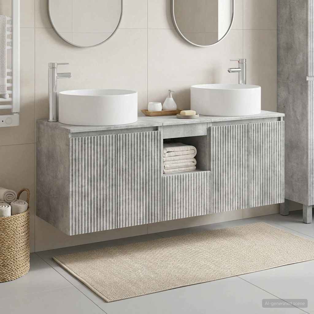 vidaXL Bathroom Cabinet Set 3 pcs Concrete Grey 49.5 x 44.5 x 65.5 cm 1