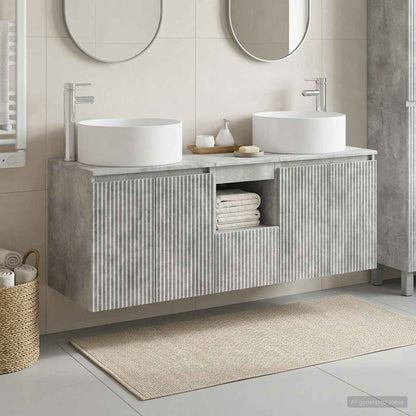 vidaXL Bathroom Cabinet Set 3 pcs Concrete Grey 49.5 x 44.5 x 65.5 cm 1