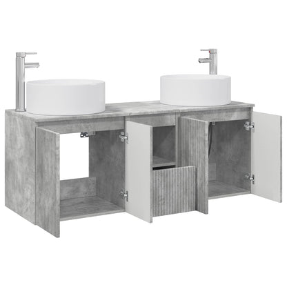 vidaXL Bathroom Cabinet Set 3 pcs Concrete Grey 49.5 x 44.5 x 65.5 cm 4