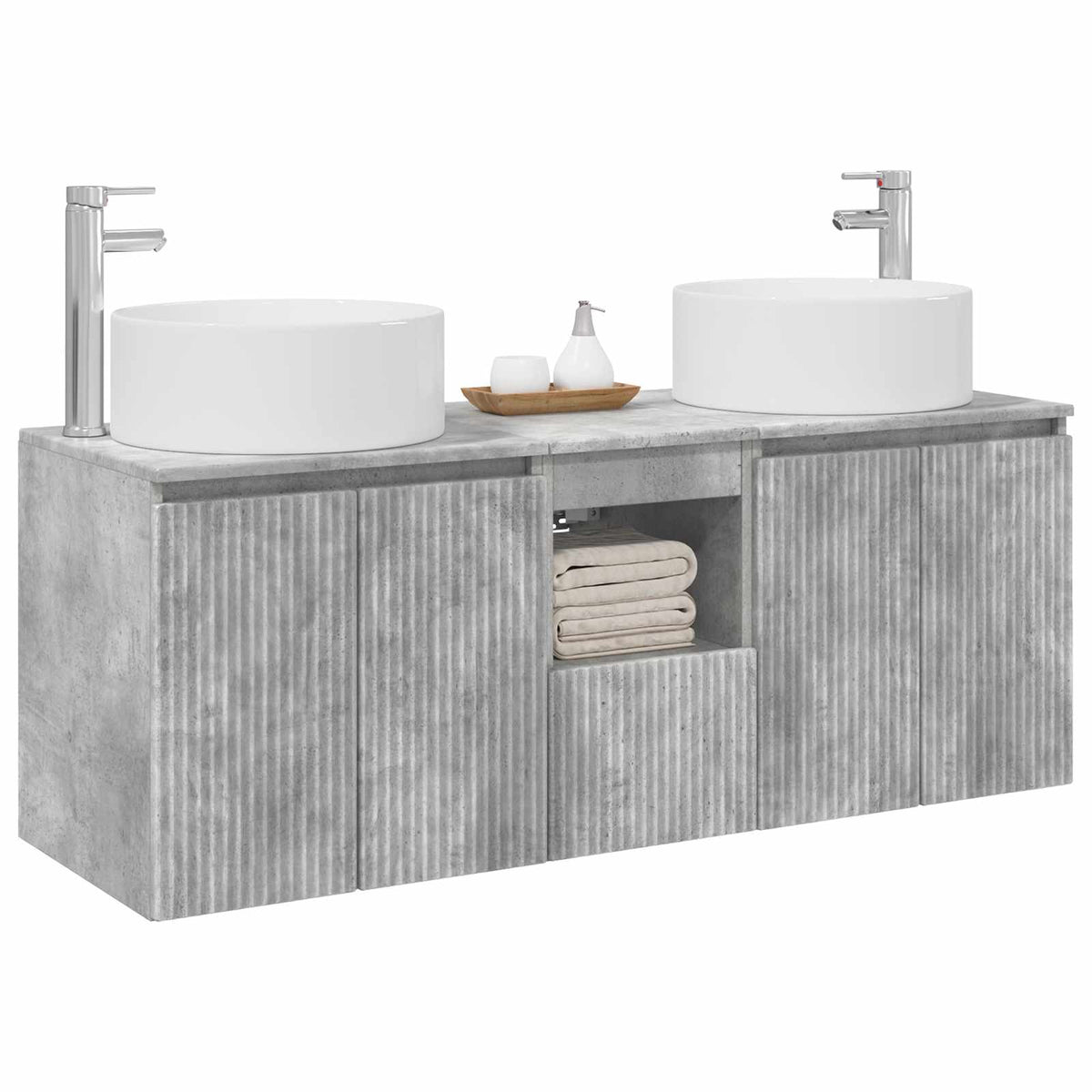 vidaXL Bathroom Cabinet Set 3 pcs Concrete Grey 49.5 x 44.5 x 65.5 cm 3