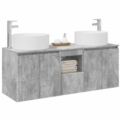 Bathroom Cabinet Set 3 pcs 129 x 44.5 x 80 cm Concrete grey
