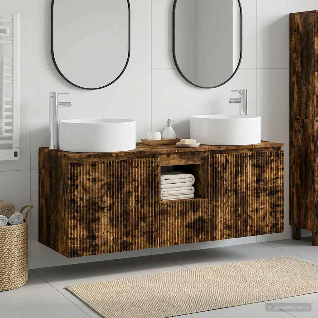 vidaXL Bathroom Cabinet Set 3 pcs Smoked Oak 49.5 x 44.5 x 65.5 cm 1