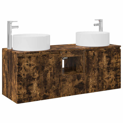 Bathroom Cabinet Set 3 pcs 129 x 44.5 x 80 cm Smoked oak