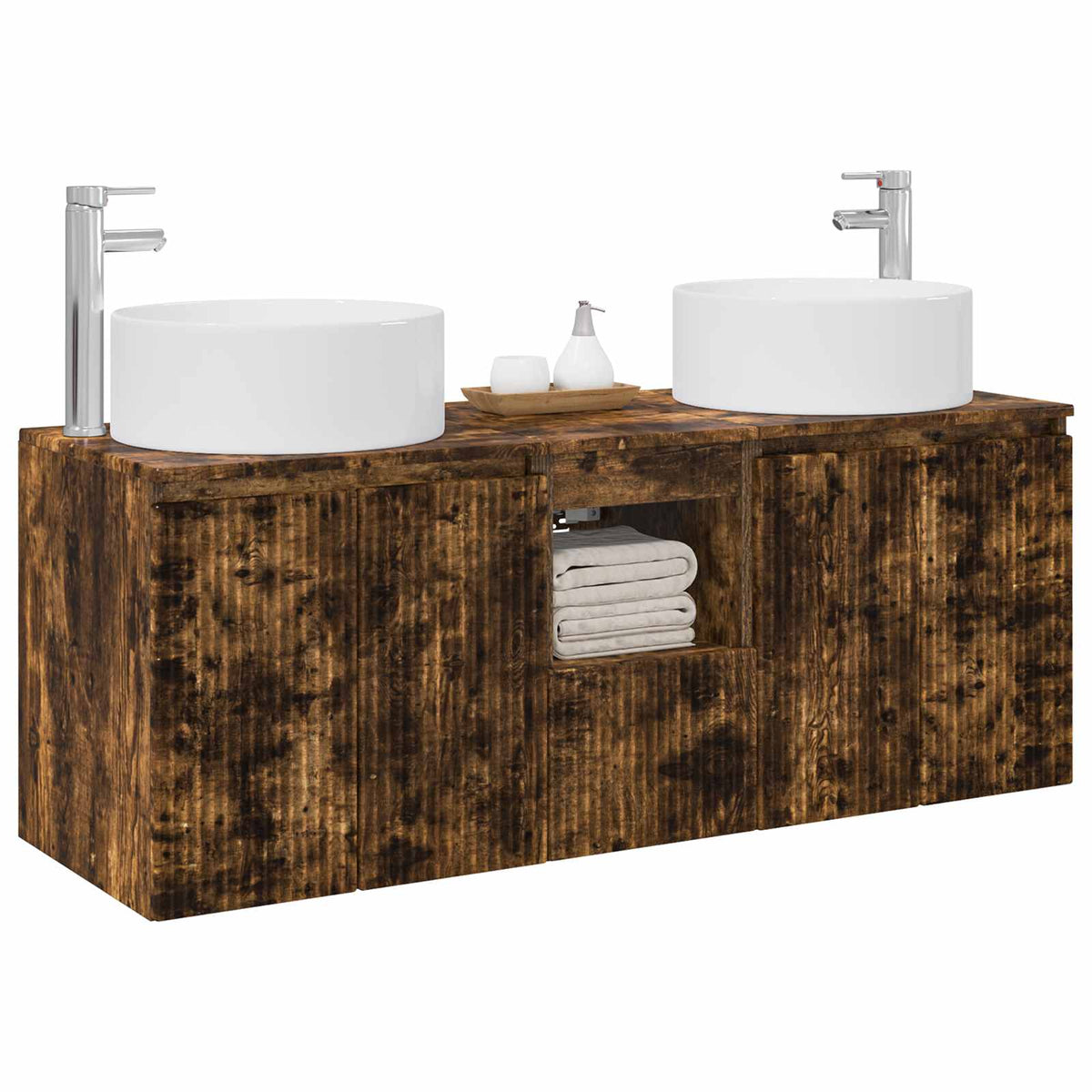 vidaXL Bathroom Cabinet Set 3 pcs Smoked Oak 49.5 x 44.5 x 65.5 cm 3
