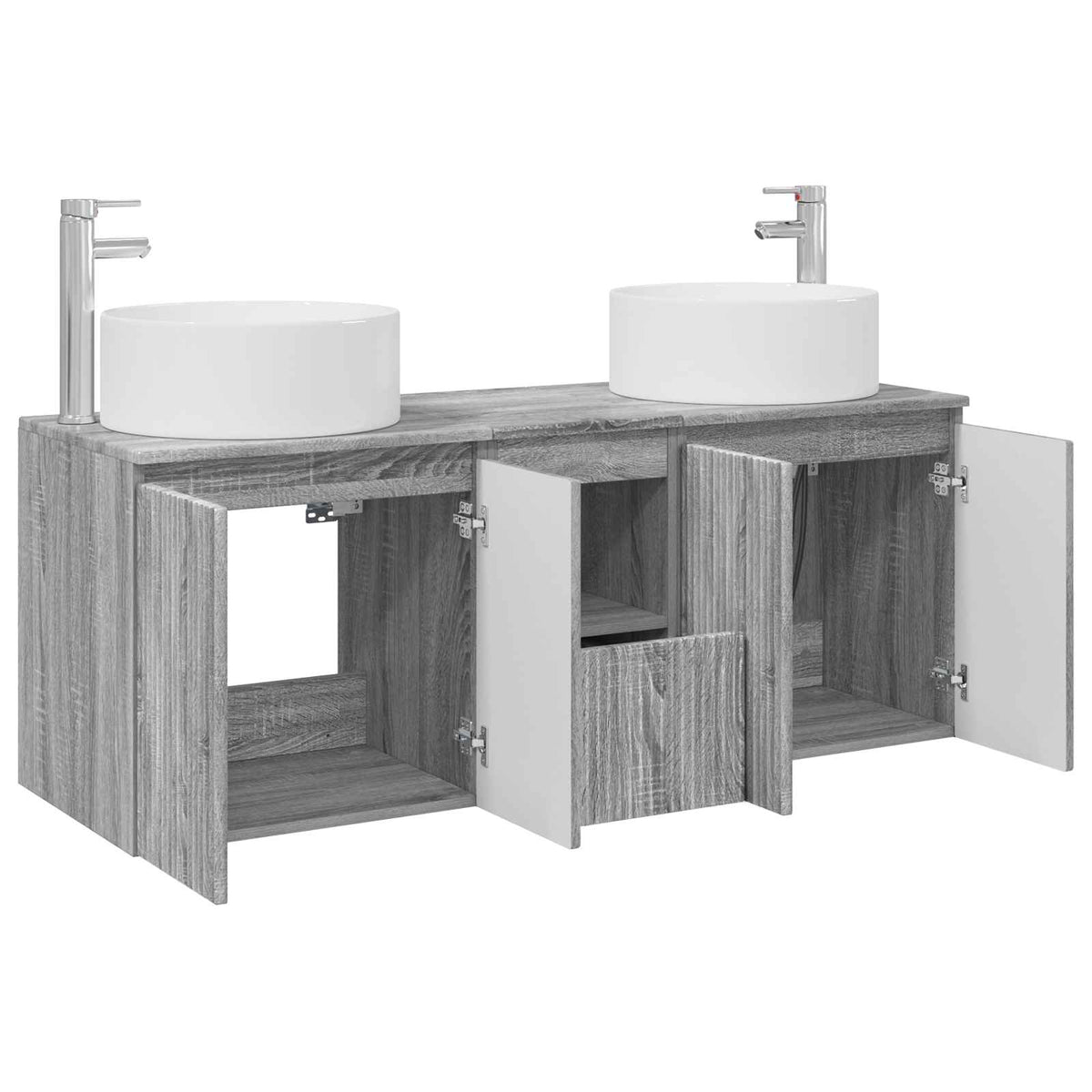 vidaXL Bathroom Cabinet Set 3 pcs Grey Sonoma 49.5 x 44.5 x 65.5 cm 4