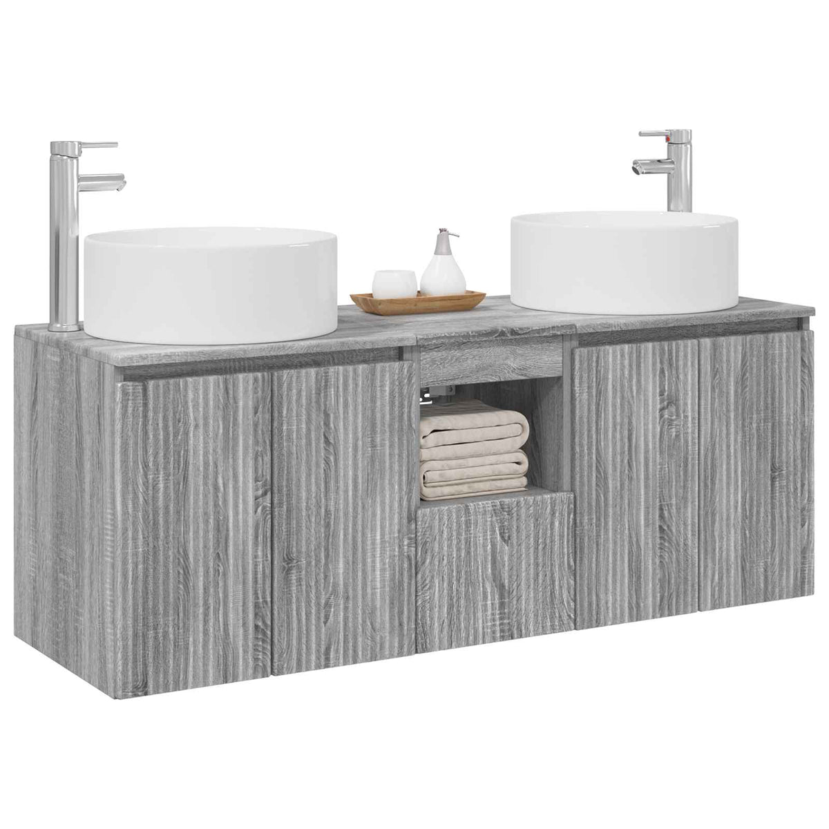 Bathroom Cabinet Set 3 pcs 129 x 44.5 x 80 cm Grey sonoma