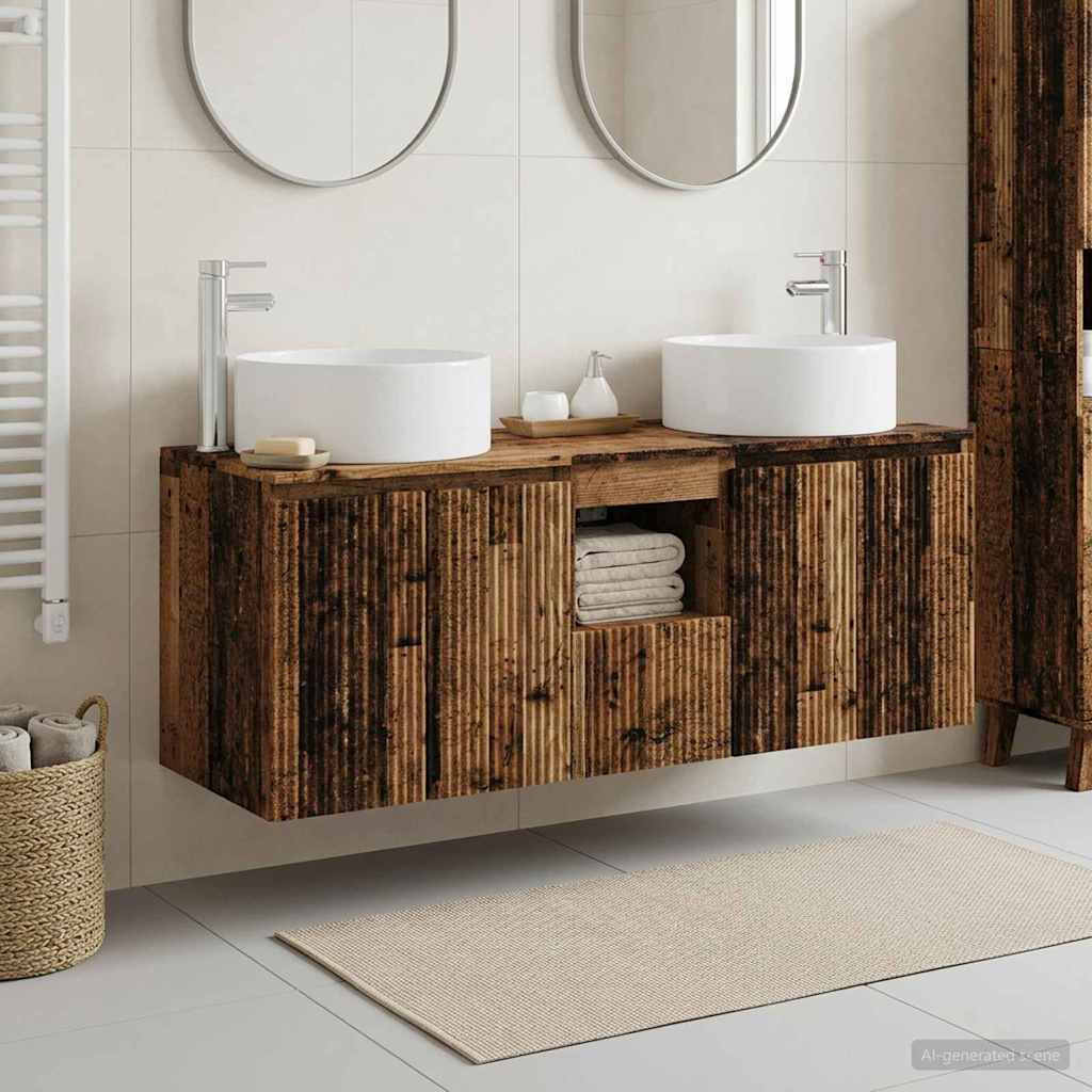 vidaXL Bathroom Cabinet Set 3 pcs Old Wood 49.5 x 44.5 x 65.5 cm 1