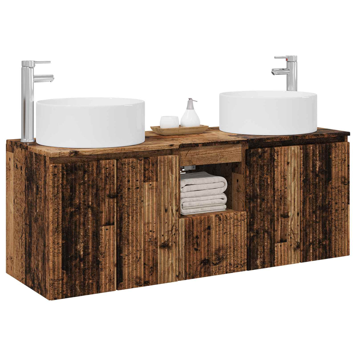 vidaXL Bathroom Cabinet Set 3 pcs Old Wood 49.5 x 44.5 x 65.5 cm 3