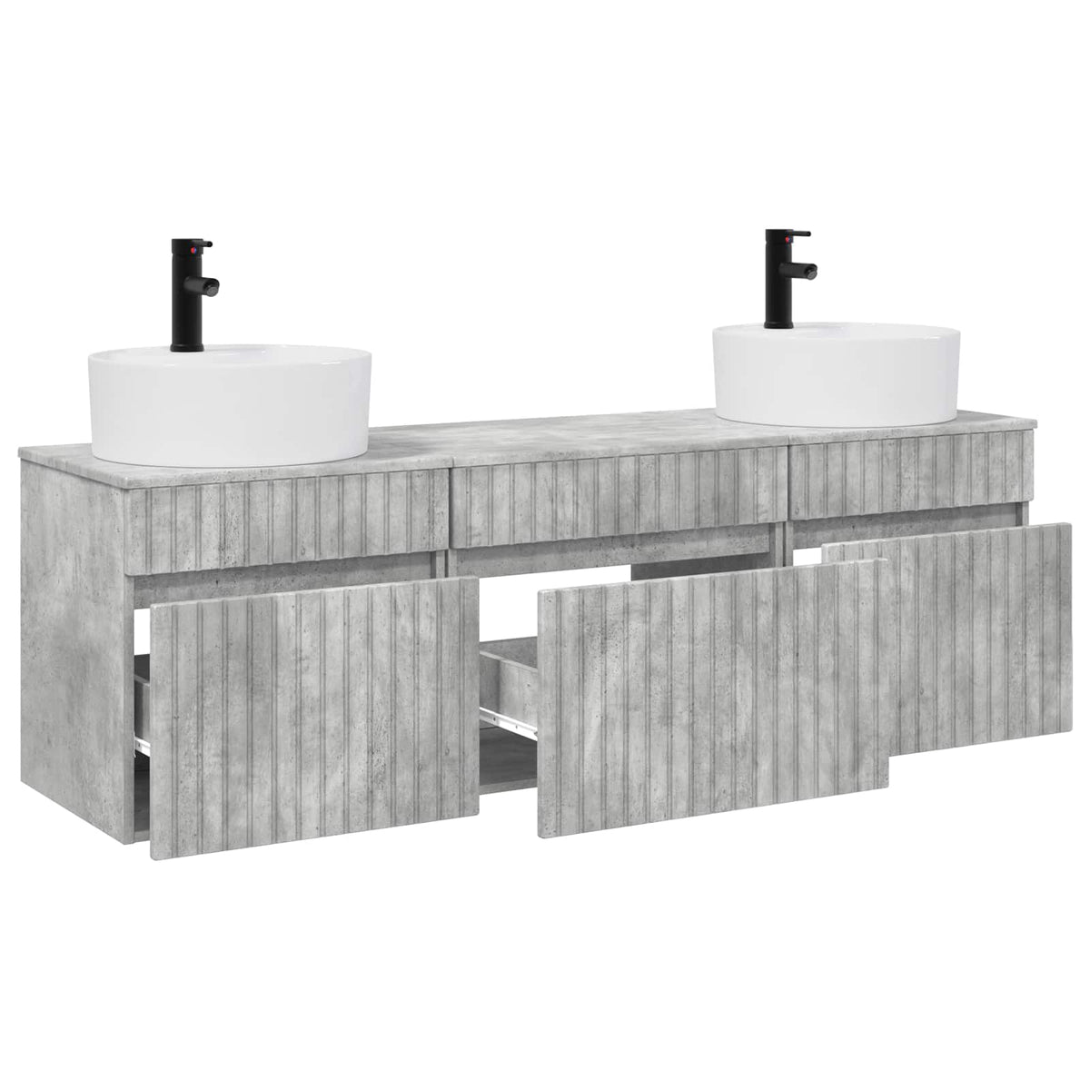 vidaXL Bathroom Cabinet Set 3 pcs Concrete Grey 49 x 44.5 x 65 cm 3