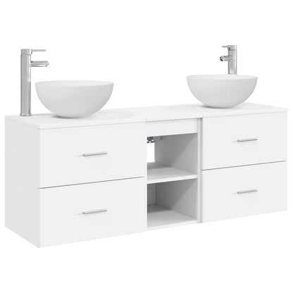 vidaXL Bathroom Cabinet Set 3 pcs White 129 x 35 x 80 cm 2