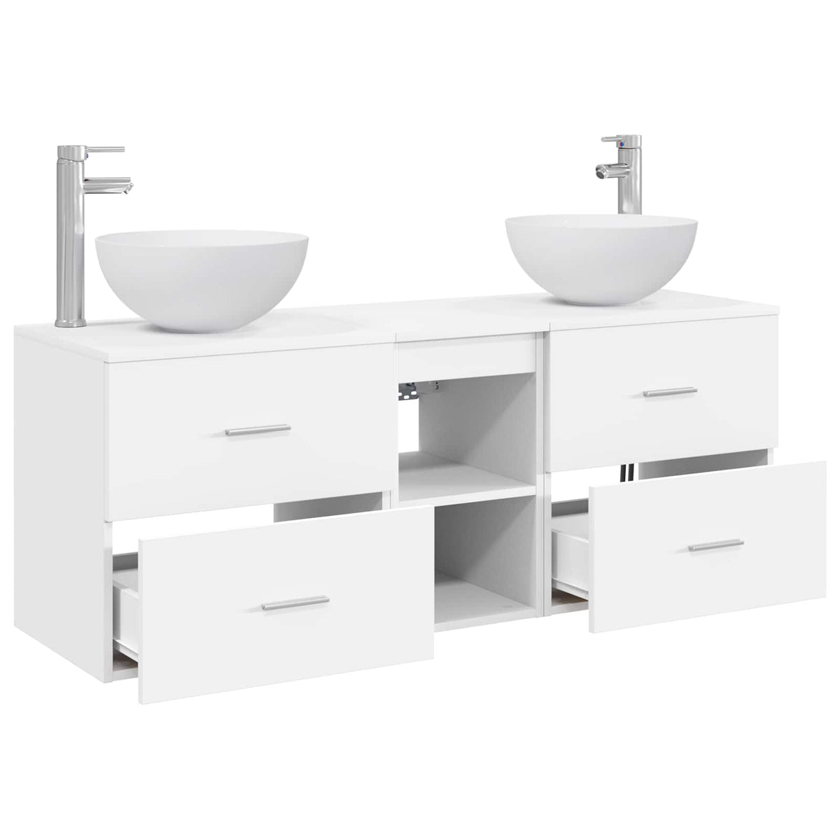 vidaXL Bathroom Cabinet Set 3 pcs White 129 x 35 x 80 cm 4