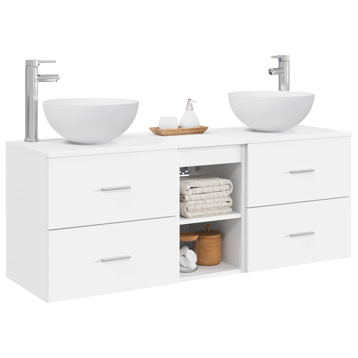 vidaXL Bathroom Cabinet Set 3 pcs White 129 x 35 x 80 cm 3