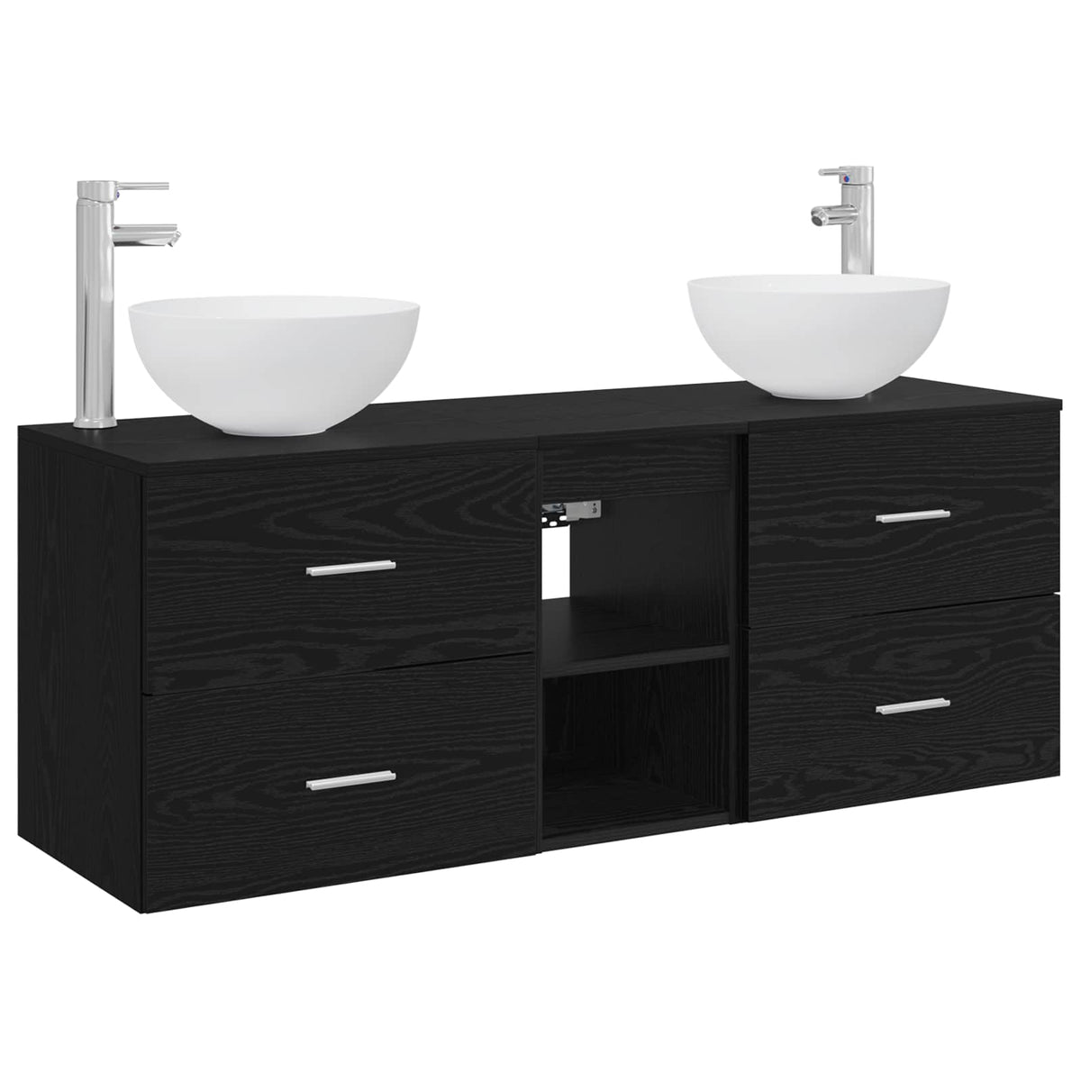 vidaXL Bathroom Cabinet Set 3 pcs Black Oak 129 x 35 x 80 cm 2