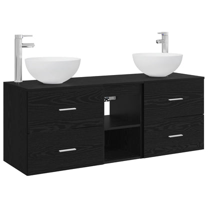 vidaXL Bathroom Cabinet Set 3 pcs Black Oak 129 x 35 x 80 cm 2