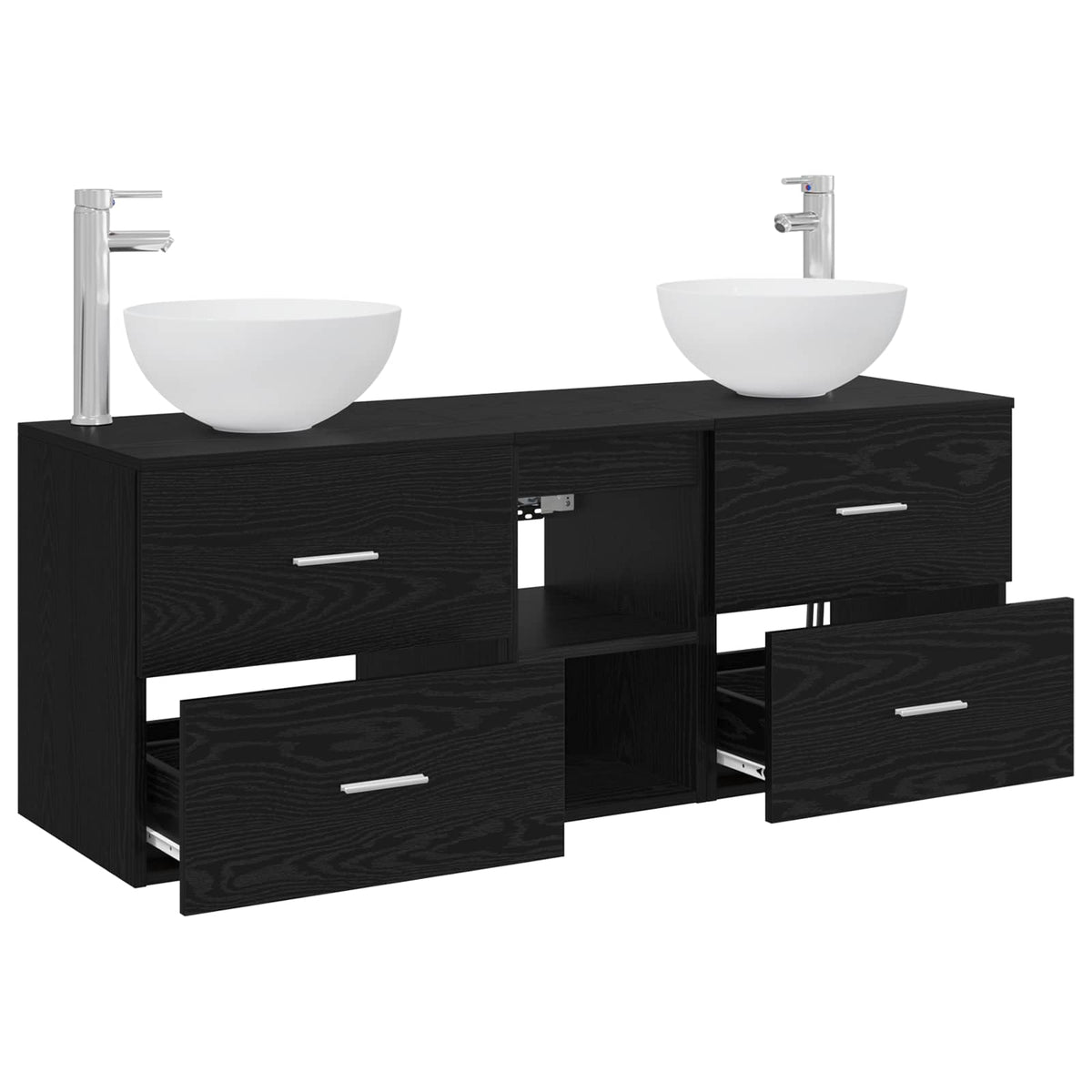 vidaXL Bathroom Cabinet Set 3 pcs Black Oak 129 x 35 x 80 cm 4
