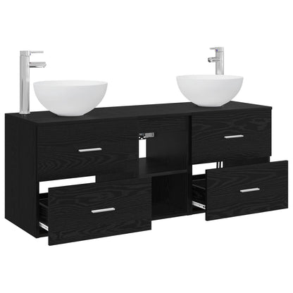 vidaXL Bathroom Cabinet Set 3 pcs Black Oak 129 x 35 x 80 cm 4