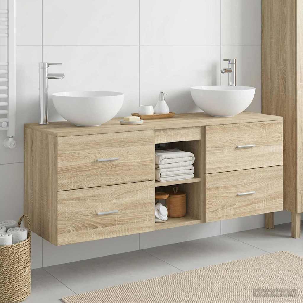 vidaXL Bathroom Cabinet Set 3 pcs Sonoma Oak 129 x 35 x 80 cm 1