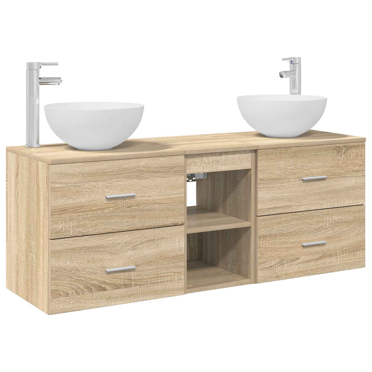 vidaXL Bathroom Cabinet Set 3 pcs Sonoma Oak 129 x 35 x 80 cm 2