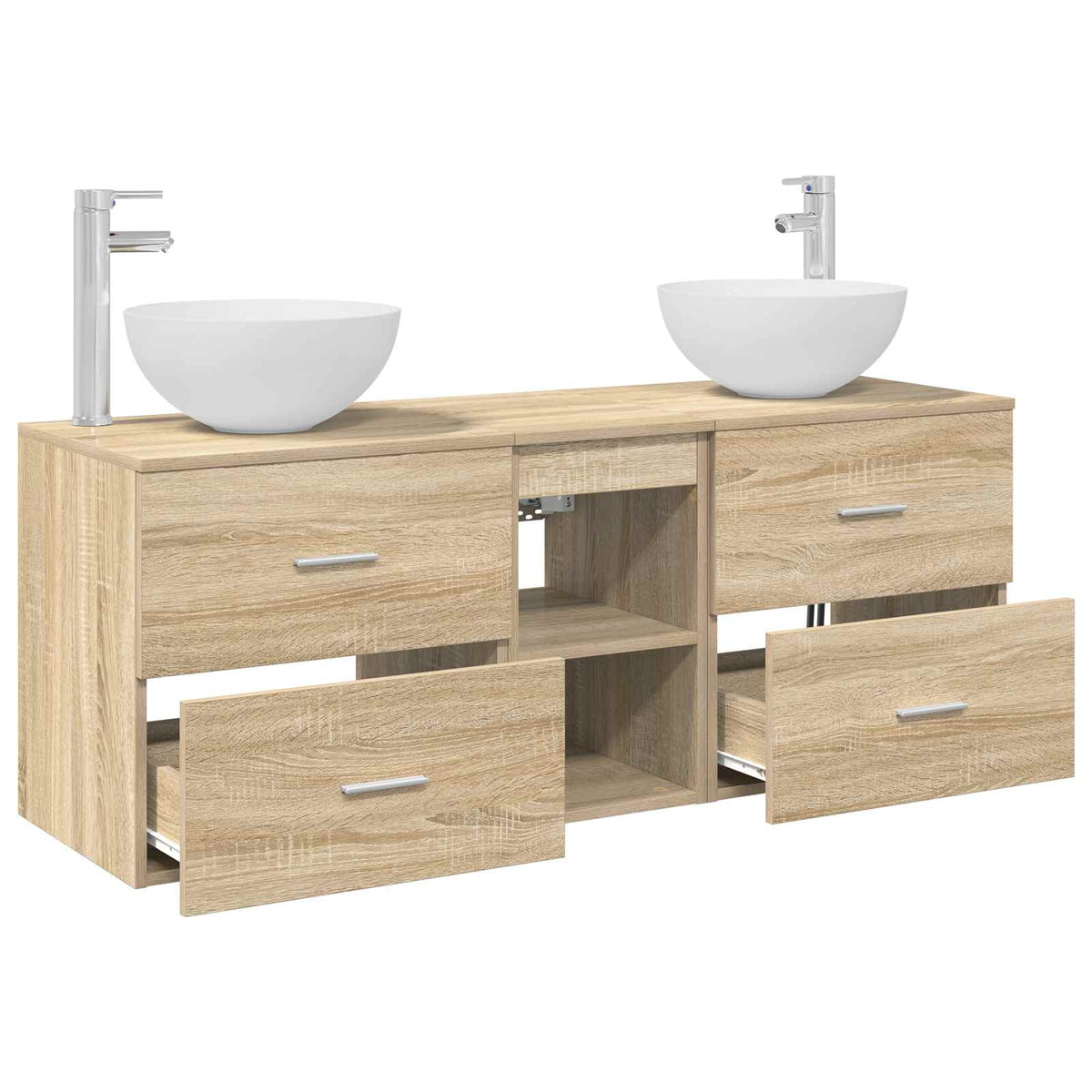 vidaXL Bathroom Cabinet Set 3 pcs Sonoma Oak 129 x 35 x 80 cm 4