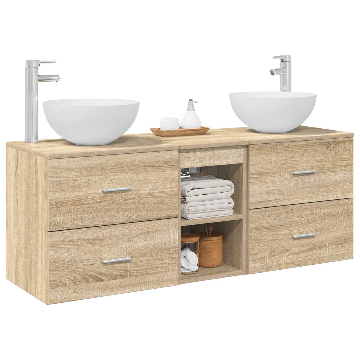 vidaXL Bathroom Cabinet Set 3 pcs Sonoma Oak 129 x 35 x 80 cm 3