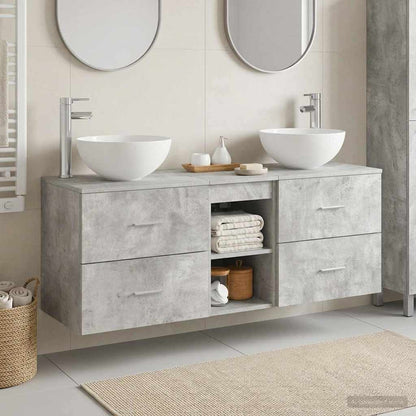 vidaXL Bathroom Cabinet Set 3 pcs Concrete Grey 129 x 35 x 80 cm 1