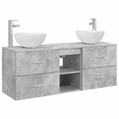 vidaXL Bathroom Cabinet Set 3 pcs Concrete Grey 129 x 35 x 80 cm 2