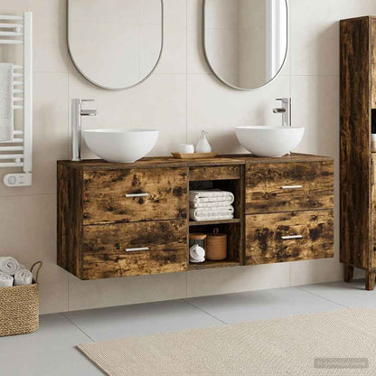 vidaXL Bathroom Cabinet Set 3 pcs Smoked Oak 129 x 35 x 80 cm 1