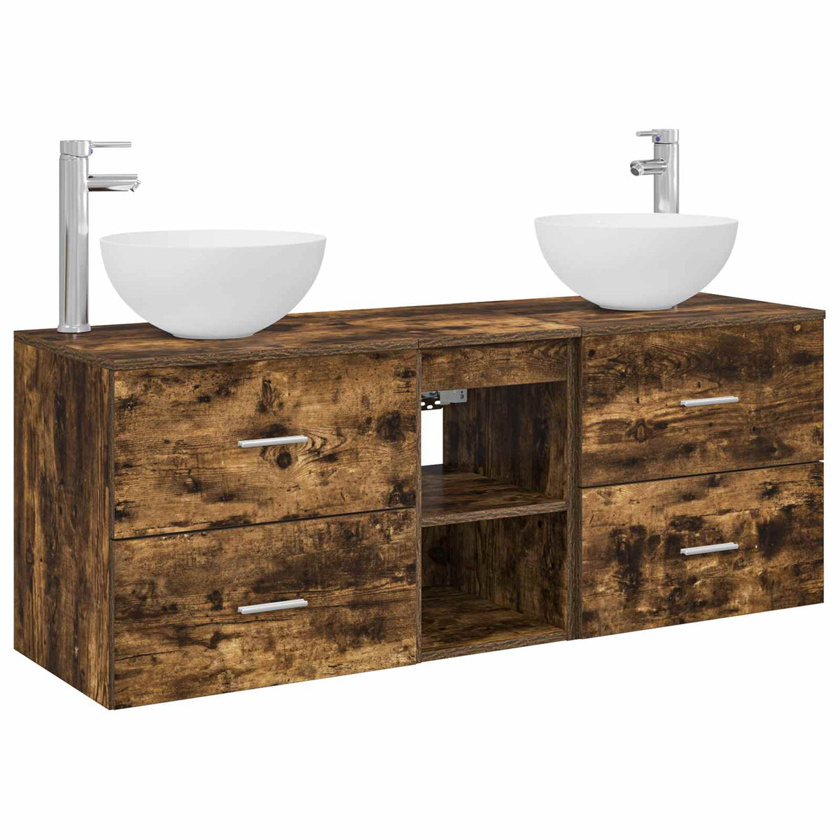 vidaXL Bathroom Cabinet Set 3 pcs Smoked Oak 129 x 35 x 80 cm 2