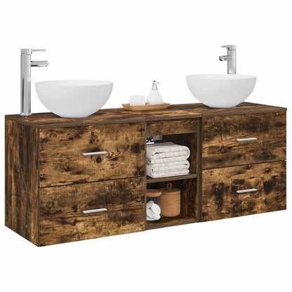 vidaXL Bathroom Cabinet Set 3 pcs Smoked Oak 129 x 35 x 80 cm 3