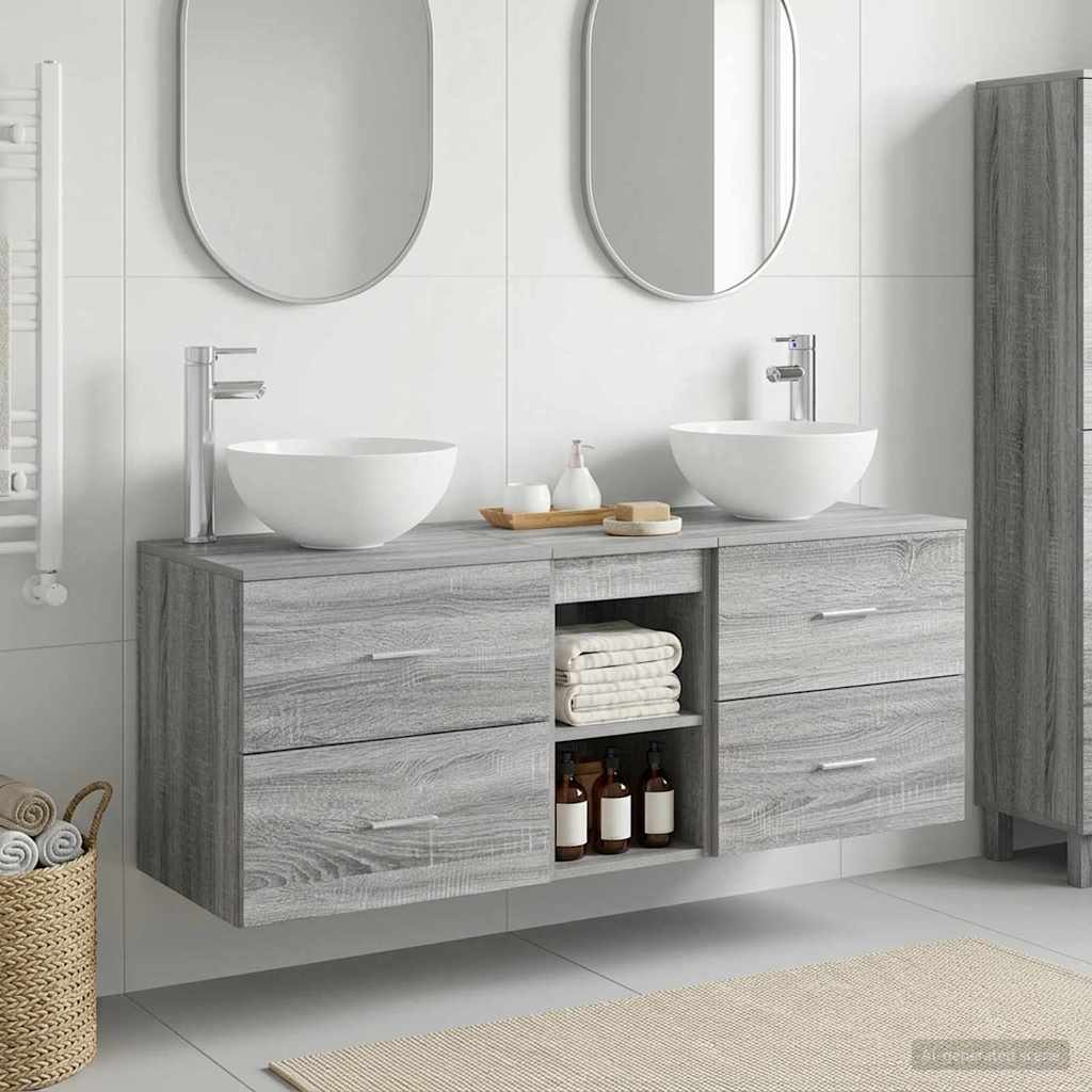 vidaXL Bathroom Cabinet Set 3 pcs Grey Sonoma 129 x 35 x 80 cm 1