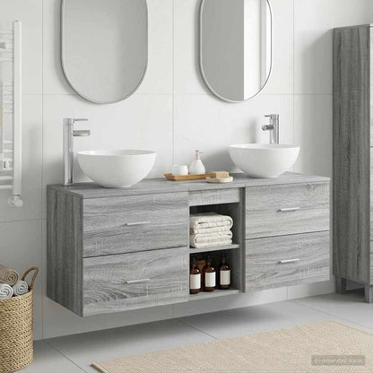 vidaXL Bathroom Cabinet Set 3 pcs Grey Sonoma 129 x 35 x 80 cm 1