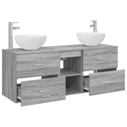 vidaXL Bathroom Cabinet Set 3 pcs Grey Sonoma 129 x 35 x 80 cm 4