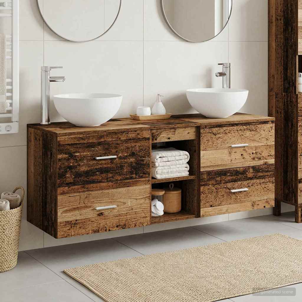vidaXL Bathroom Cabinet Set 3 pcs Old Wood 129 x 35 x 80 cm 1