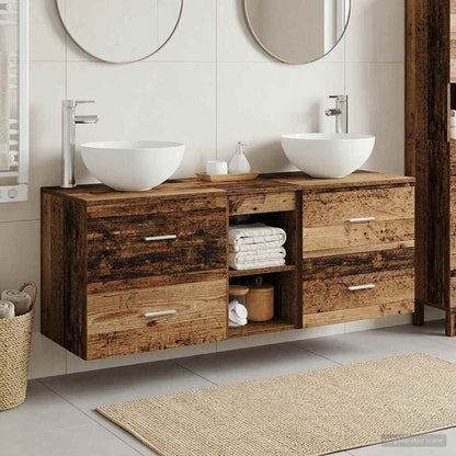 vidaXL Bathroom Cabinet Set 3 pcs Old Wood 129 x 35 x 80 cm 1