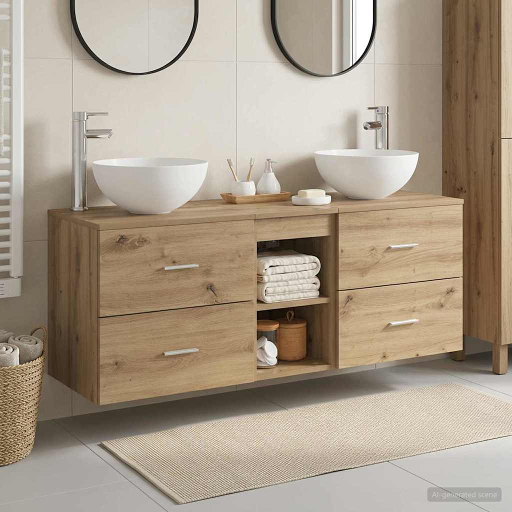 vidaXL Bathroom Cabinet Set 3 pcs Artisan Oak 129 x 35 x 80 cm 1