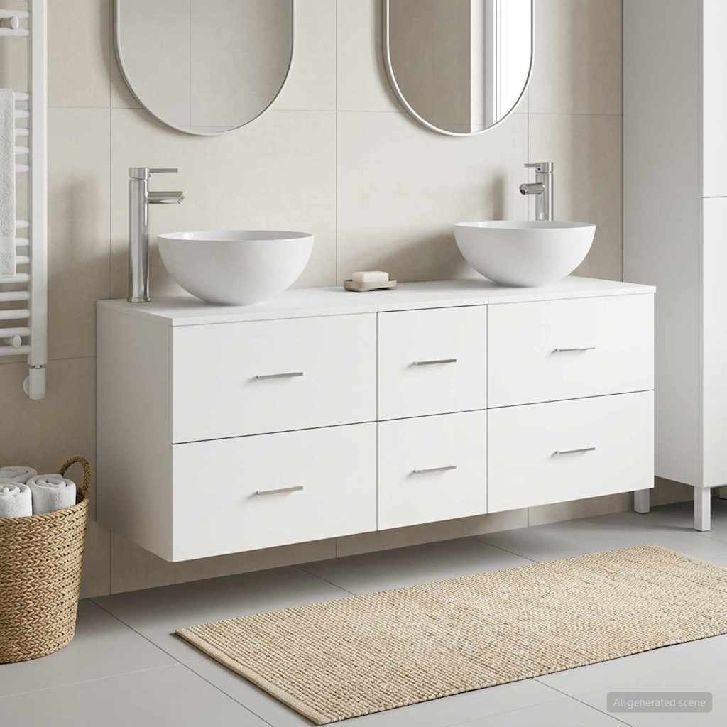 vidaXL Bathroom Cabinet Set 3 pcs White 129 x 35 x 80 cm 1