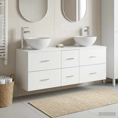 vidaXL Bathroom Cabinet Set 3 pcs White 129 x 35 x 80 cm 1