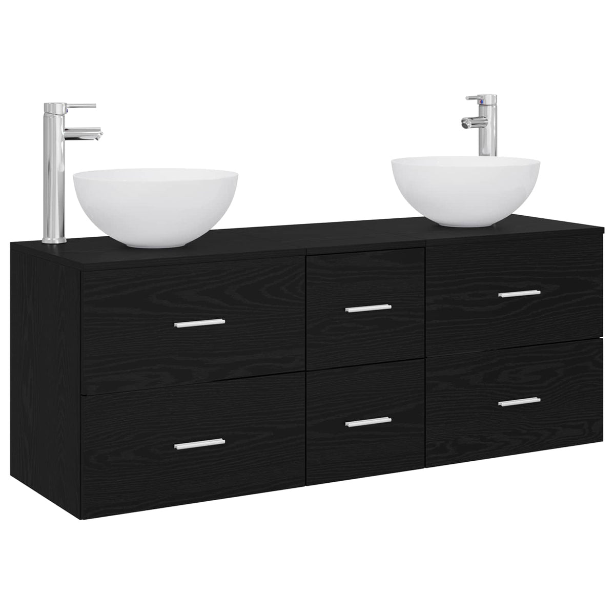 vidaXL Bathroom Cabinet Set 3 pcs Black Oak 129 x 35 x 80 cm 2