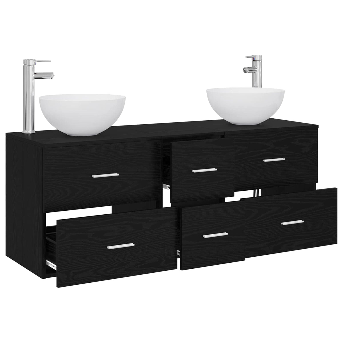 vidaXL Bathroom Cabinet Set 3 pcs Black Oak 129 x 35 x 80 cm 3